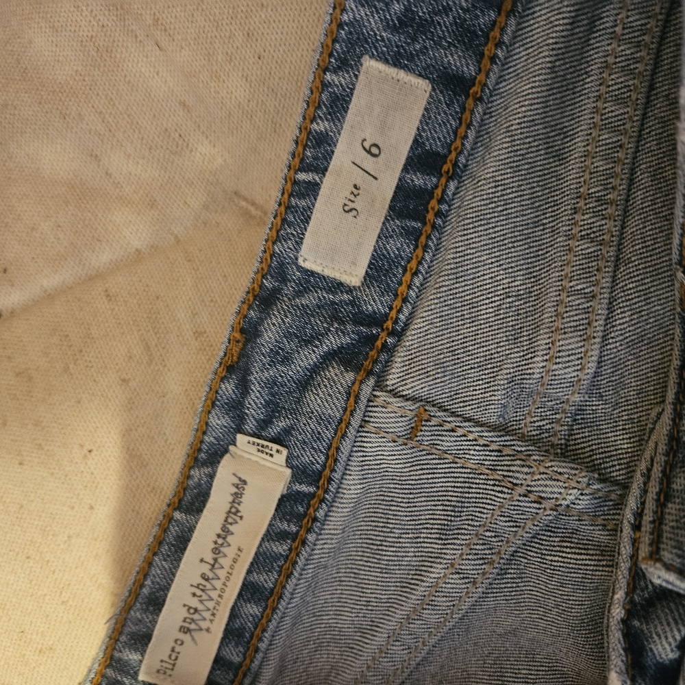 Anthropologie "Pilcro And The Letterpress" Blue Distressed Denim Mini Skirt - Picture 9 of 10